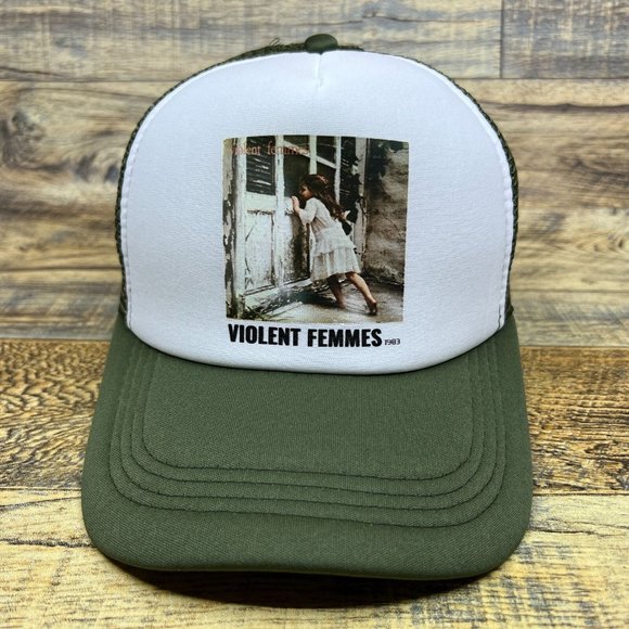 Violent Femmes Mens Trucker Hat Olive Snapback American Folk Punk Band Ball Cap - Picture 2 of 8